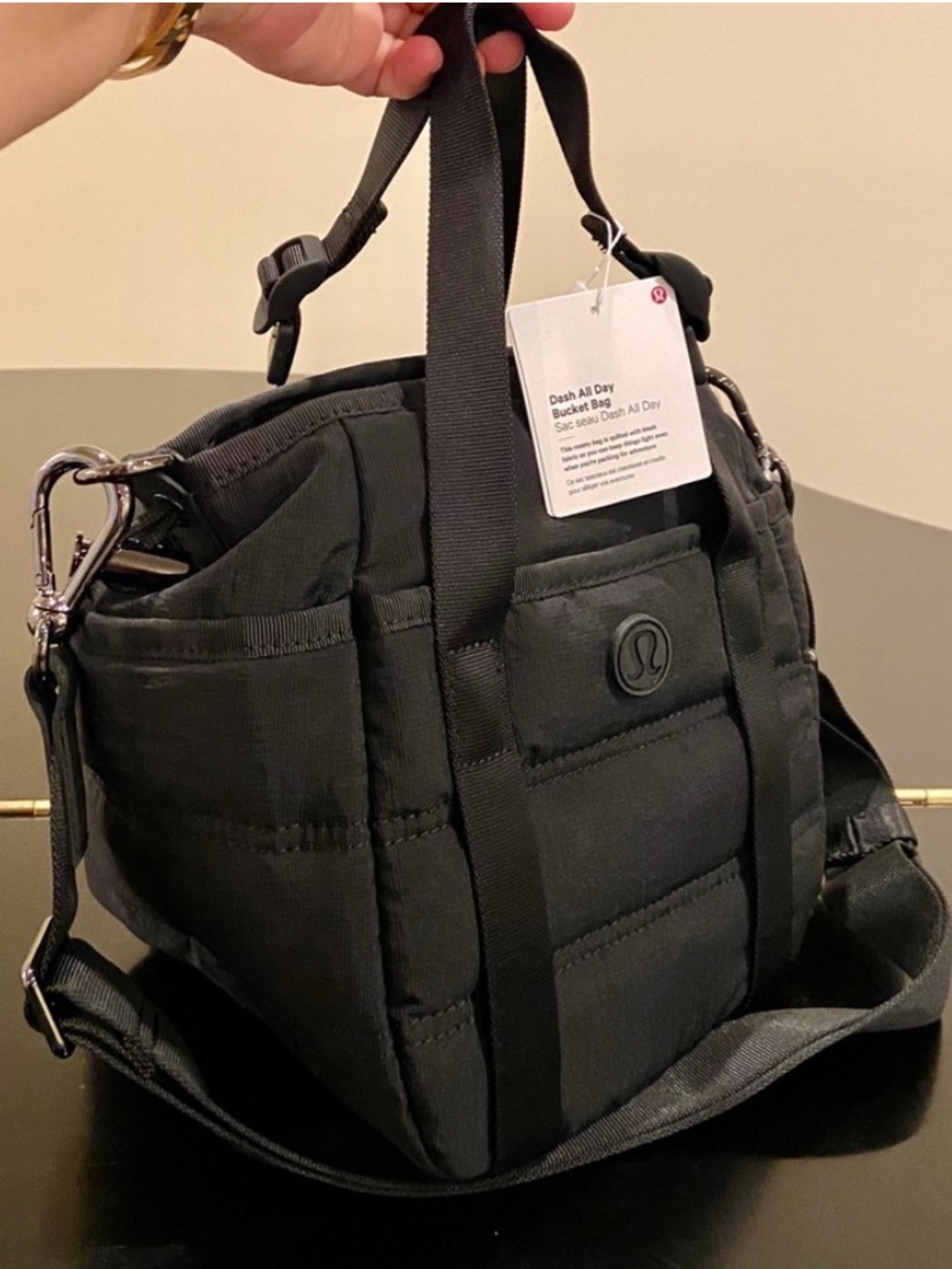 Lululemon Dash All Day Bucket Bag Convertible Waterproof Black NWT
